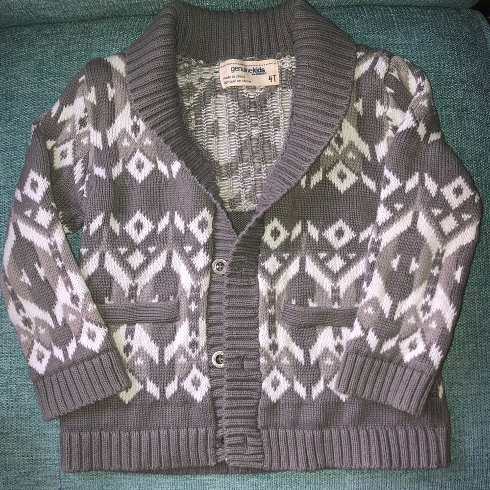 Gap Kids sweater - Size 4T, Grey and White woven - Picture 4 of 7